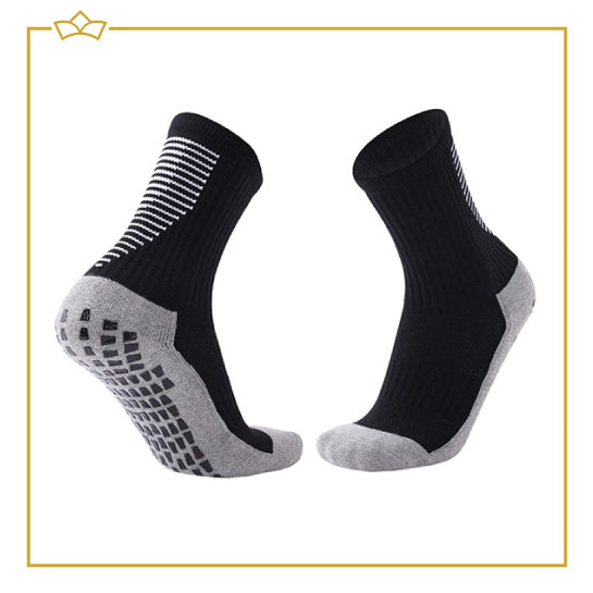 ATTREZZO® Premium sportsokken met extra grip - Zwart/Grijs - maat 38-45 - Extra Comfort - Anti blaren - Voetbal