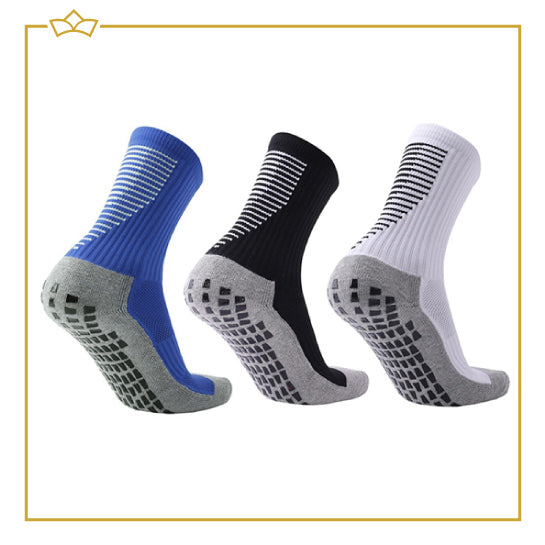 ATTREZZO® Premium sportsokken met extra grip - Zwart/Grijs - maat 38-45 - Extra Comfort - Anti blaren - Voetbal
