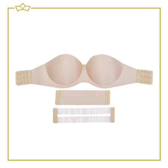 ATTREZZO® Strapless Push up BH - Variabel 70A tot 80A - Open rug - Beige