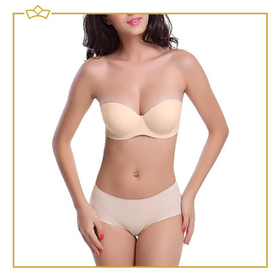 ATTREZZO® Strapless Push up BH - Variabel 70D tot 80D - Open rug - Beige