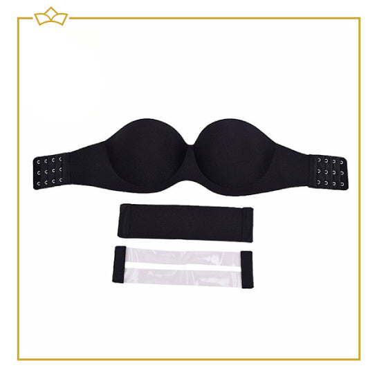 ATTREZZO® Strapless Push up BH - Variabel 70B tot 80B - Open rug - Zwart