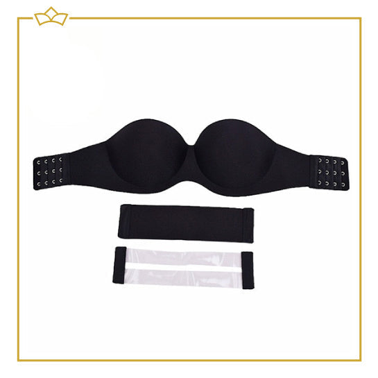 ATTREZZO® Strapless Push up BH - Variabel 70D tot 80D - Open rug - Zwart