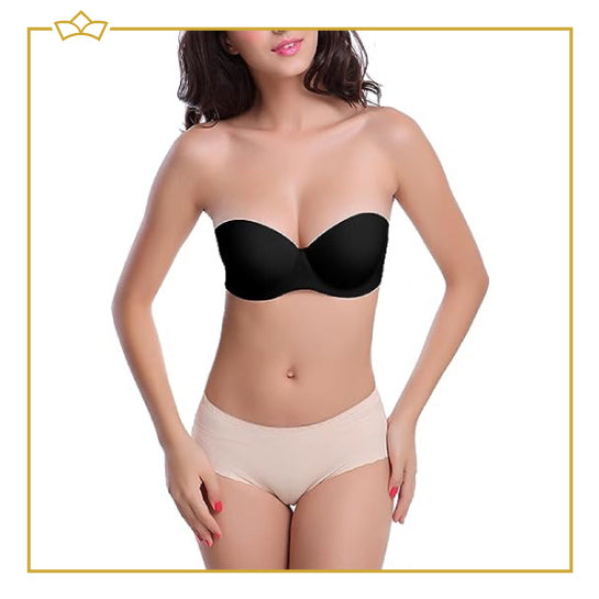 ATTREZZO® Strapless Push up BH - Variabel 70B tot 80B - Open rug - Zwart