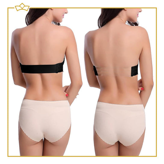 ATTREZZO® Strapless Push up BH - Variabel 70D tot 80D - Open rug - Zwart