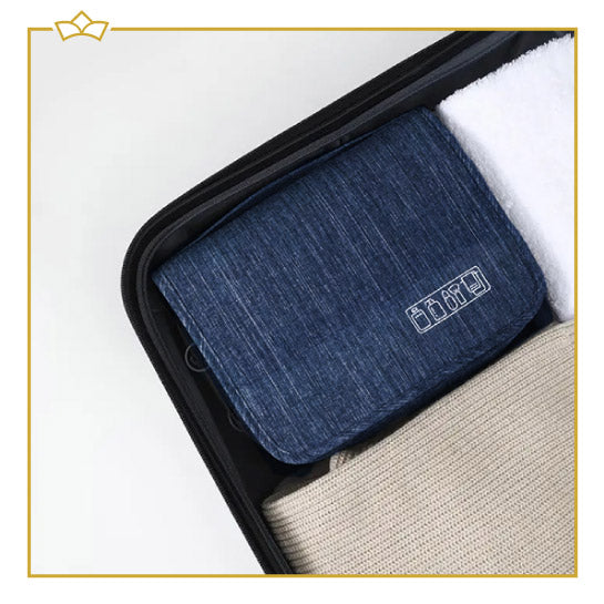 ATTREZZO® – Toilettas – Toilettas hangend – met Haak - Blauw – 23x19cm – Make-up tas – Reizen – Opbergtas badkamer – Organizer