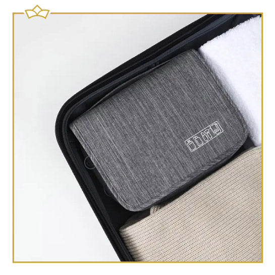 ATTREZZO® – Toilettas – Toilettas hangend – met Haak - Grijs – 23x19cm – Make-up tas – Reizen – Opbergtas badkamer – Organizer