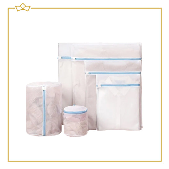 ATTREZZO® set van 6 waszak - diverse maten - met rits - Wit - Wasnet - Wastas - Ideaal voor lingerie - BH - kwestbare kleding