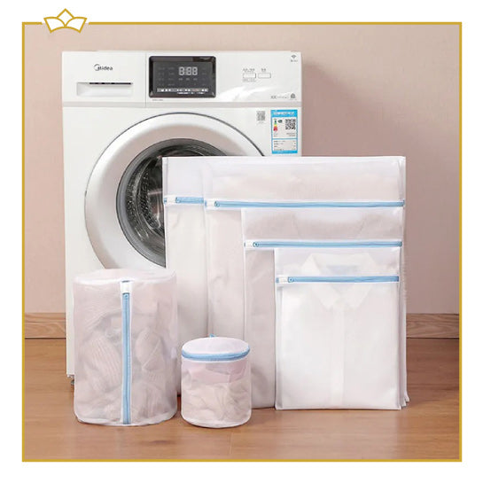ATTREZZO® set van 6 waszak - diverse maten - met rits - Wit - Wasnet - Wastas - Ideaal voor lingerie - BH - kwestbare kleding