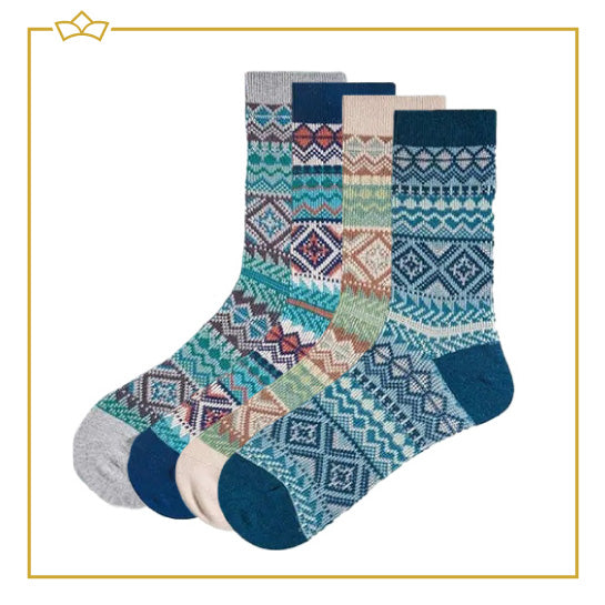ATTREZZO® Premium Noorse sokken maat 38-43 - 4 paar Wintersokken - Huissokken - Scandinavische sokken - Altijd warme voeten!