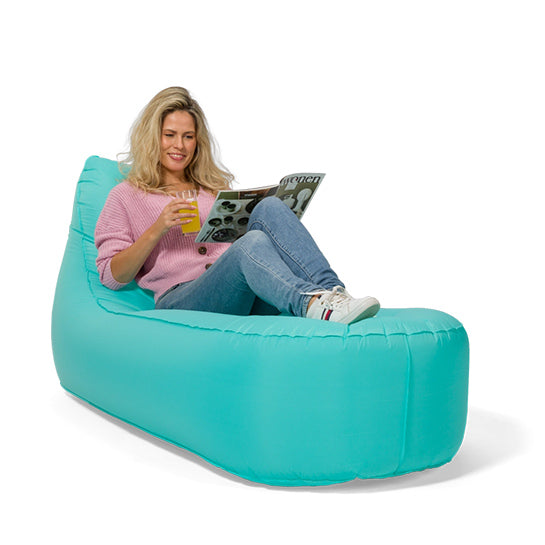 Mr. E-zy Lounger - Sea Green - Zelf opblaasbaar - Zitzak - Inclusief krachtige Powerbank & Draagzak