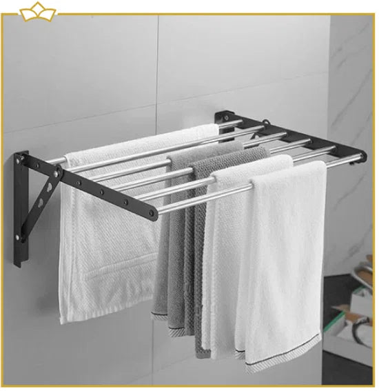ATTREZZO® Wasrek inklapbaar - Wanddroogrek - Wasrek Muur - RVS - 60x22x39 cm