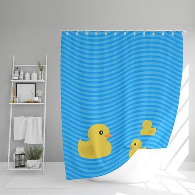 ATTREZZO® Douchegordijn Familie Badeend - 200x180 cm