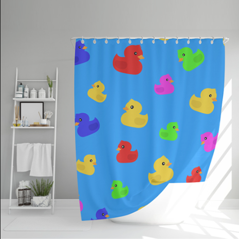 ATTREZZO® Douchegordijn Gekleurde Badeend - 180x180 cm