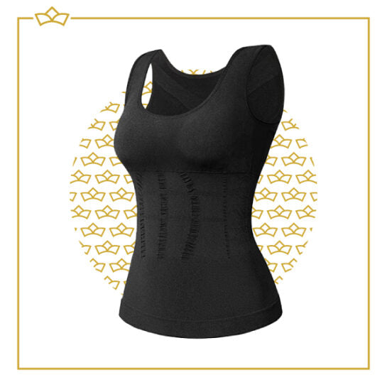 ATTREZZO® Corrigerend hemd dames – Shapewear – Zwart - Maat XXL