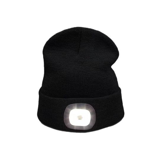 ATTREZZO® Muts met licht - Led Verlichting in het donker - Met Batterij - Unisex - One size - Voor Volwassenen - Zwart
