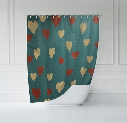 ATTREZZO® Duschvorhang Herzen – 180 x 180 cm