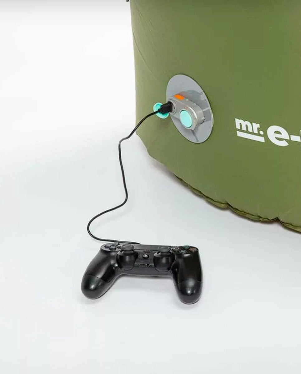 Mr. E-zy Lounger - Army Green - Zelf opblaasbaar - Zitzak - Inclusief krachtige Powerbank & Draagzak