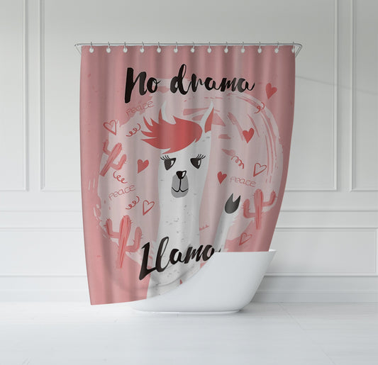 ATTREZZO® Duschvorhang No Drama Lama – 180 x 180 cm