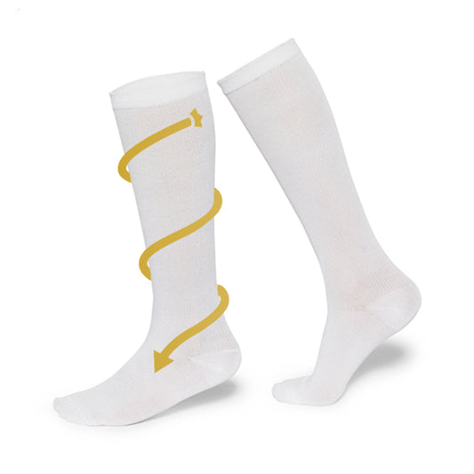 ATTREZZO® Therapeutische Kompressionsstrümpfe – 2 Paar – Kompressionsstrümpfe – Weiß – Größe 41-46 – L/XL