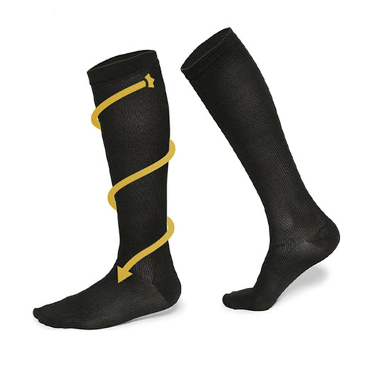 ATTREZZO® Therapeutische compressie sokken – 2 paar – Compressiekousen - Zwart - Maat: 41-46 - L/XL