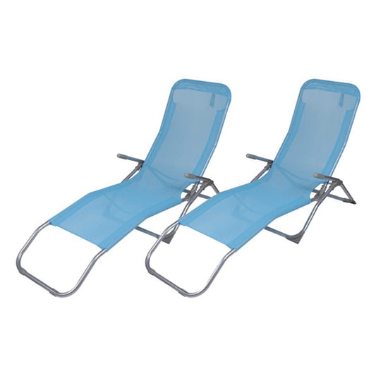 ATTREZZO® 2er-Set Sonnenliegen – Liege – verstellbar – klappbar – Liege – Garten – Outdoor – Sonnenliege – wetterfest – Hellblau