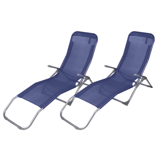 ATTREZZO® 2er-Set Sonnenliegen – Liege – verstellbar – klappbar – Liege – Garten – Outdoor – Sonnenliege – wetterfest – Dunkelblau