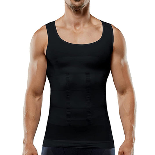 ATTREZZO® Corrigerend hemd mannen – Shapewear - Maat L - Zwart