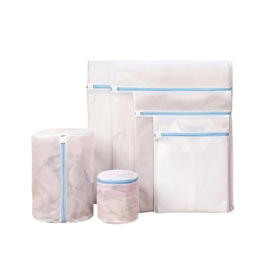 ATTREZZO® 6er-Set Wäschesäcke – verschiedene Größen – mit Reißverschluss – Weiß – Wäschenetz – Wäschesack – Ideal für Dessous – BH – empfindliche Kleidung