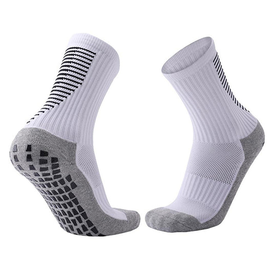ATTREZZO® Premium Sportsocken mit extra Grip – Weiß – Größe 38-45 – Extra Komfort – Anti-Blasen – Fußball