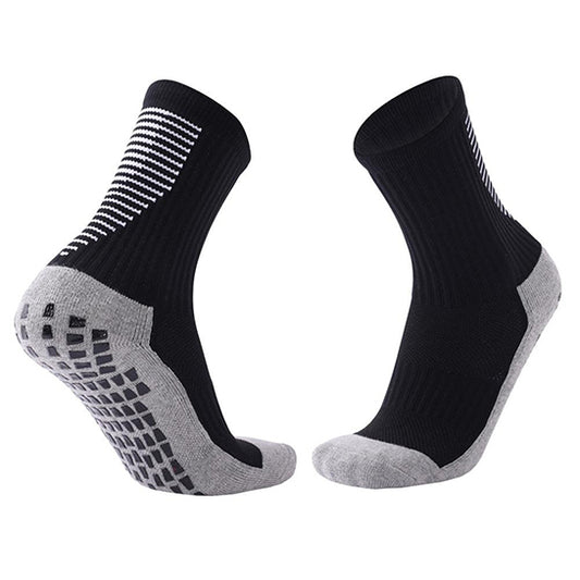 ATTREZZO® Premium Sportsocken mit extra Grip – Schwarz/Grau – Größe 38-45 – Extra Komfort – Anti-Blasen – Fußball
