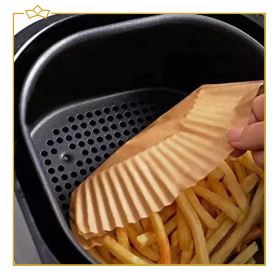 ATTREZZO® Airfryer Bakpapier - Airfryer Accessoires - Wegwerp Bakpapier - 30 Stuks - Ø 20 CM