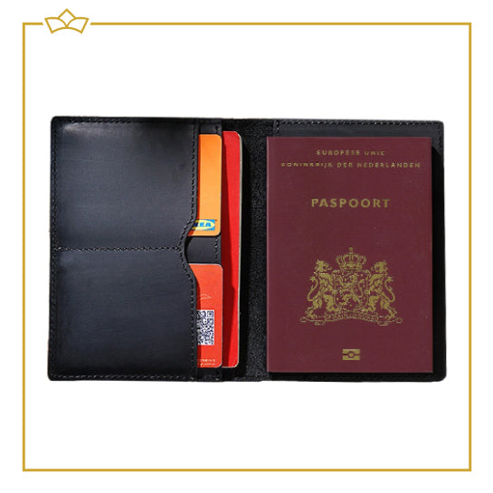 ATTREZZO® 100% Lederen Paspoort hoesje - Zwart - Paspoorthouder - Reisdocumenthouder - Travel wallet