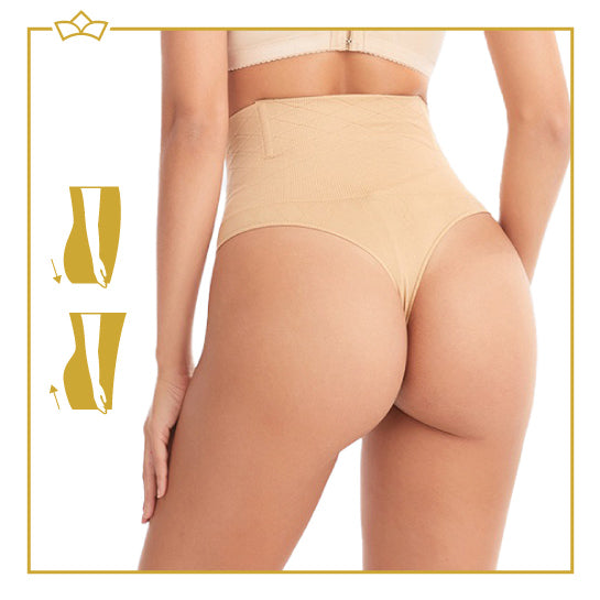 ATTREZZO® Butt lifter onderbroek - String - Billen lift broekje - Shapewear voor taille - Baleinen - Beige - Maat S