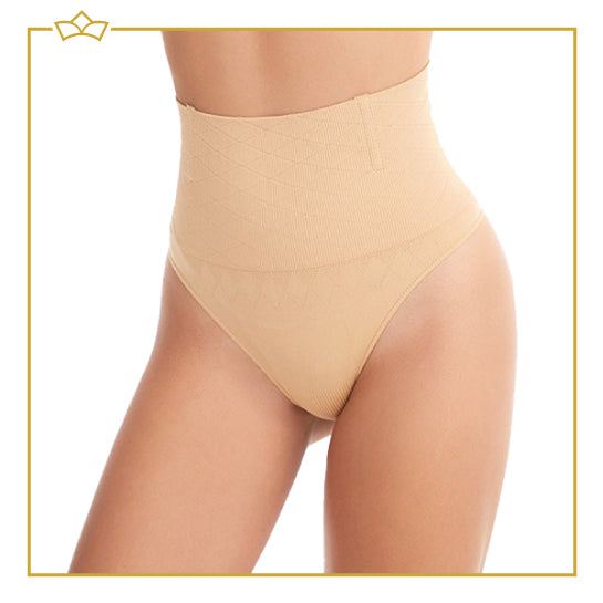 ATTREZZO® Butt lifter onderbroek - String - Billen lift broekje - Shapewear voor taille - Baleinen - Beige - Maat S