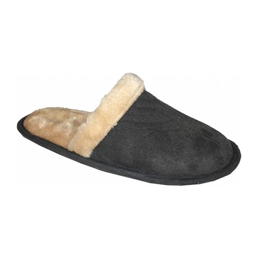 ATTREZZO® Hausschuhe mit Warmfutter - niedriges Modell - Dunkelgrau - Größe 45 - Hausschuhe - Immer warme Füße! 