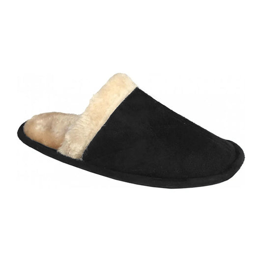 ATTREZZO® Hausschuhe mit Warmfutter - niedriges Modell - Schwarz - Größe 45 - Hausschuhe - Immer warme Füße! 