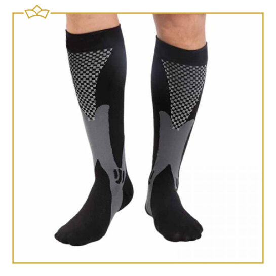 ATTREZZO® Compressie Sportsokken - Zwart - Maat 35-38 - S/M