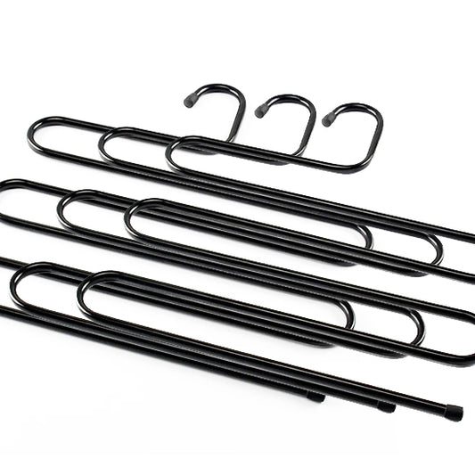 ATTREZZO® 3-pack Broekhangers - Zwart - Broekhanger geschikt voor 5 broeken - Kapstok voor broeken - Kledinghanger