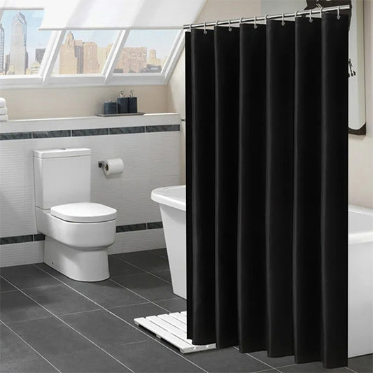 ATTREZZO® Premium Duschvorhang – Schwarz – 180 x 200 cm – waschbar – Duschvorhang