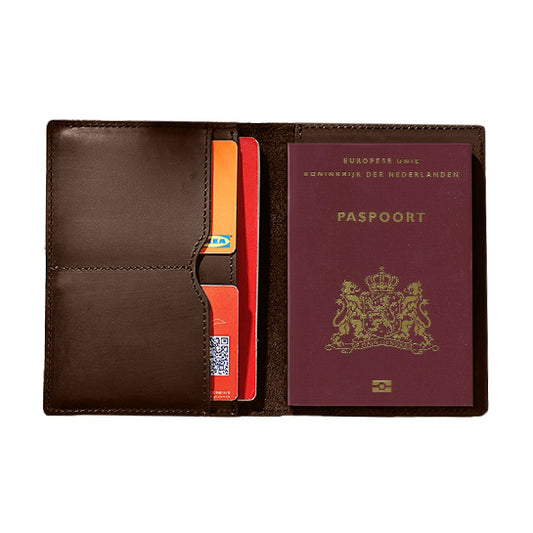 ATTREZZO® 100% Lederen Paspoort hoesje - Bruin - Paspoorthouder - Reisdocumenthouder - Travel wallet