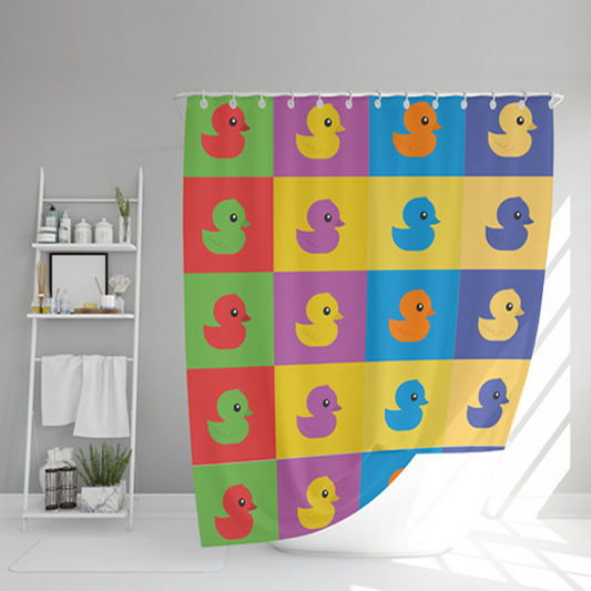 ATTREZZO® Duschvorhang PopArt Gummiente - 200x180 cm
