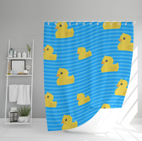 ATTREZZO® Duschvorhang Schwimmende Gummiente – 200 x 180 cm