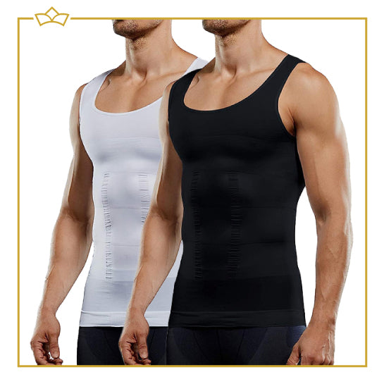 ATTREZZO® Corrigerend hemd mannen – Shapewear - Maat M - Wit