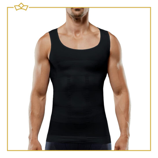 ATTREZZO® Corrigerend hemd mannen – Shapewear - Maat XXL - Zwart