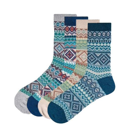 ATTREZZO® Premium Norwegersocken Größe 38-43 – 4 Paar Wintersocken – Haussocken – Skandinavische Socken – Immer warme Füße! 